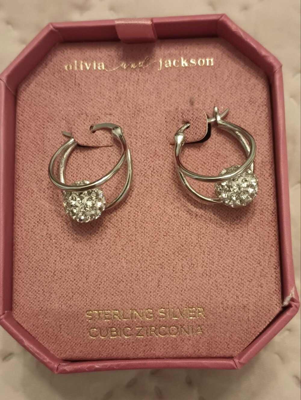 Olivia & Jackson Sterling Silver Hoop Earrings With Cubic Zirconias